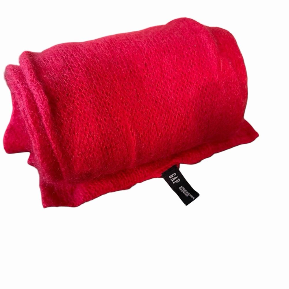 Vtg 90s GAP Red  Mohair Blend Long Winter Scarf RN 54023 Red